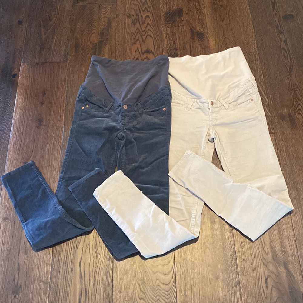 Two pairs of H&M over the belly maternity corduroy pants - Sz 4